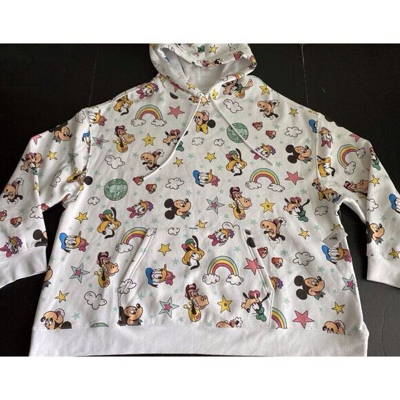 Disney Parks Retro Hoodie Mickey Minnie Mouse Donald Daisy Horace Clarabelle 1X - Picture 1 of 13
